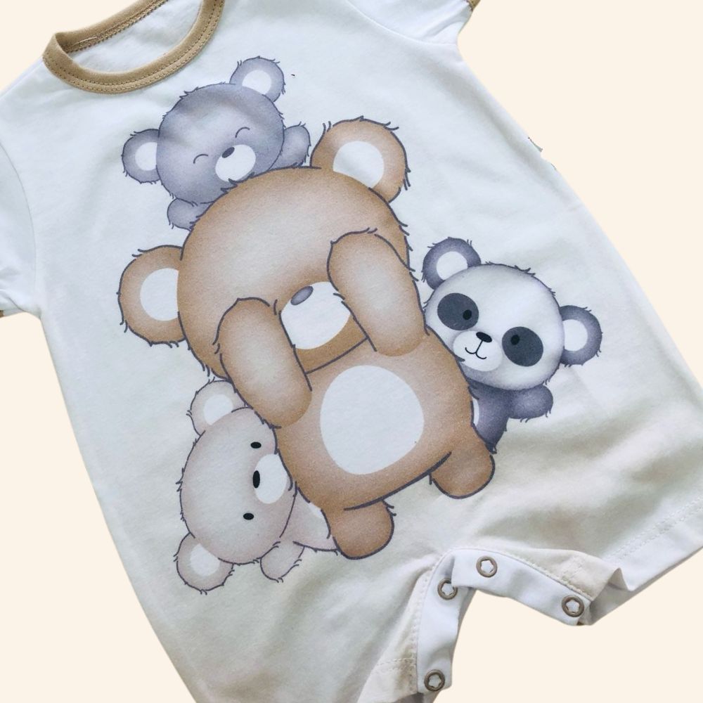 MACACÃO CURTO BEBÊ MENINO URSINHOS