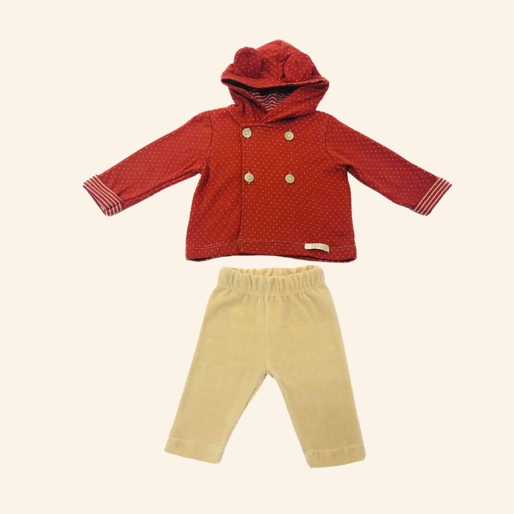 CONJUNTO BEBÊ MENINA BLUSA COM CAPUZ DE ORELHINHAS  3D E CALÇA