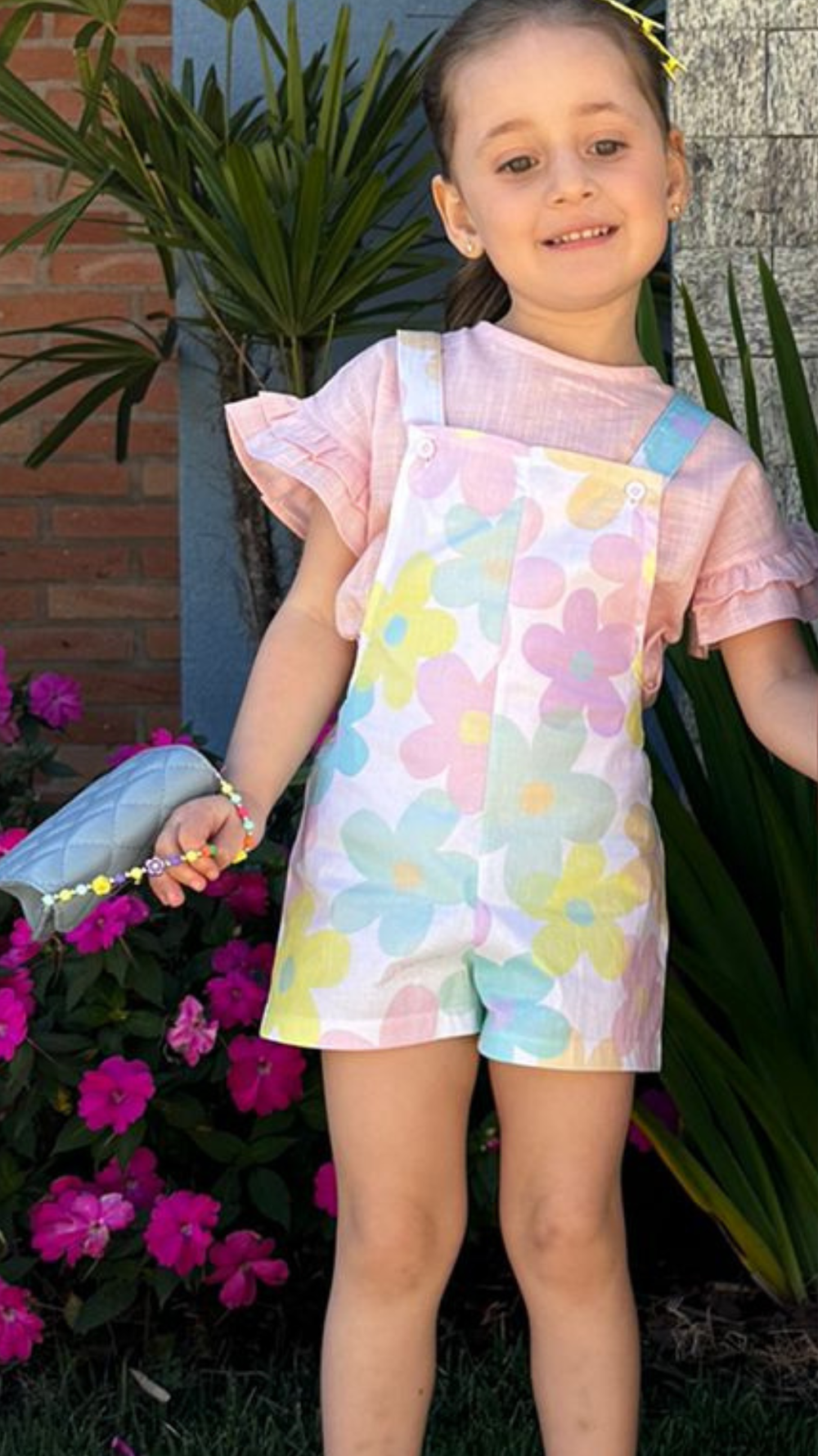 Conjunto Infantil Menina Bata E Jardineira Florida