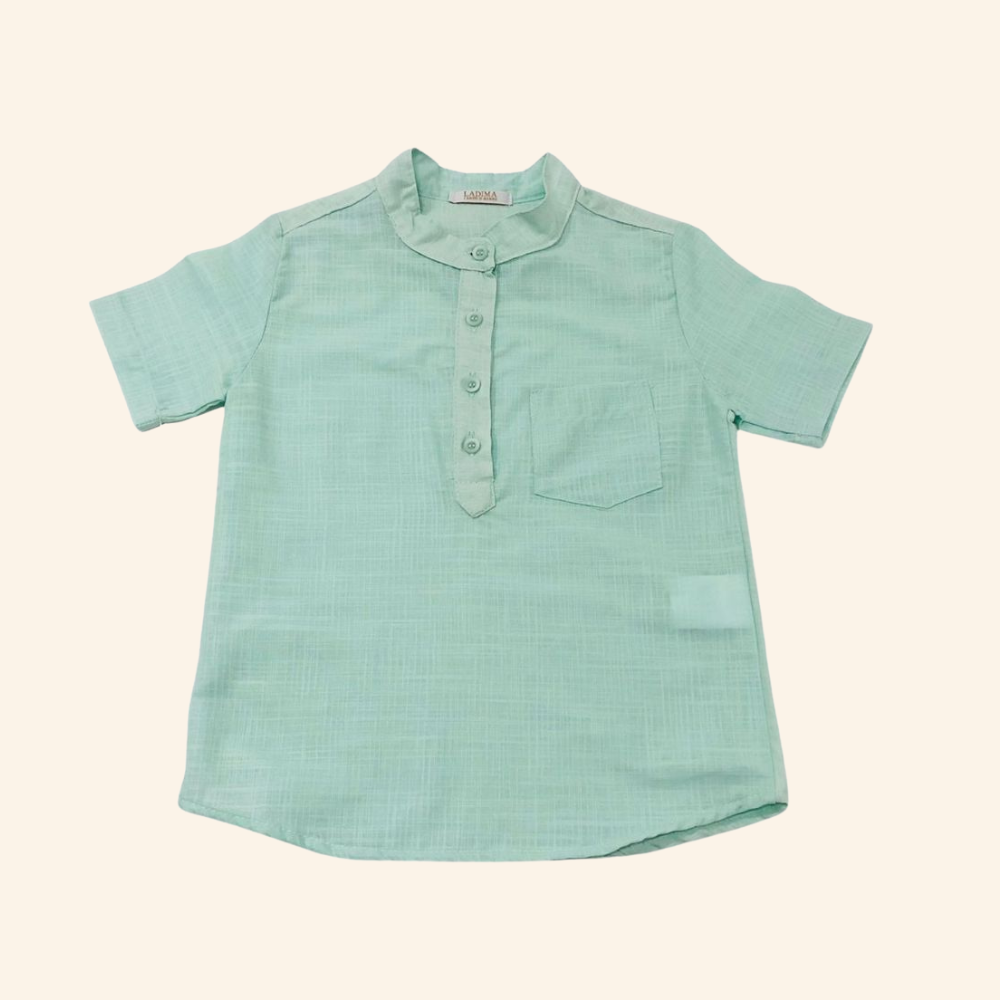 CAMISA MENINO BATA INFANTIL VERDE CLARINHO