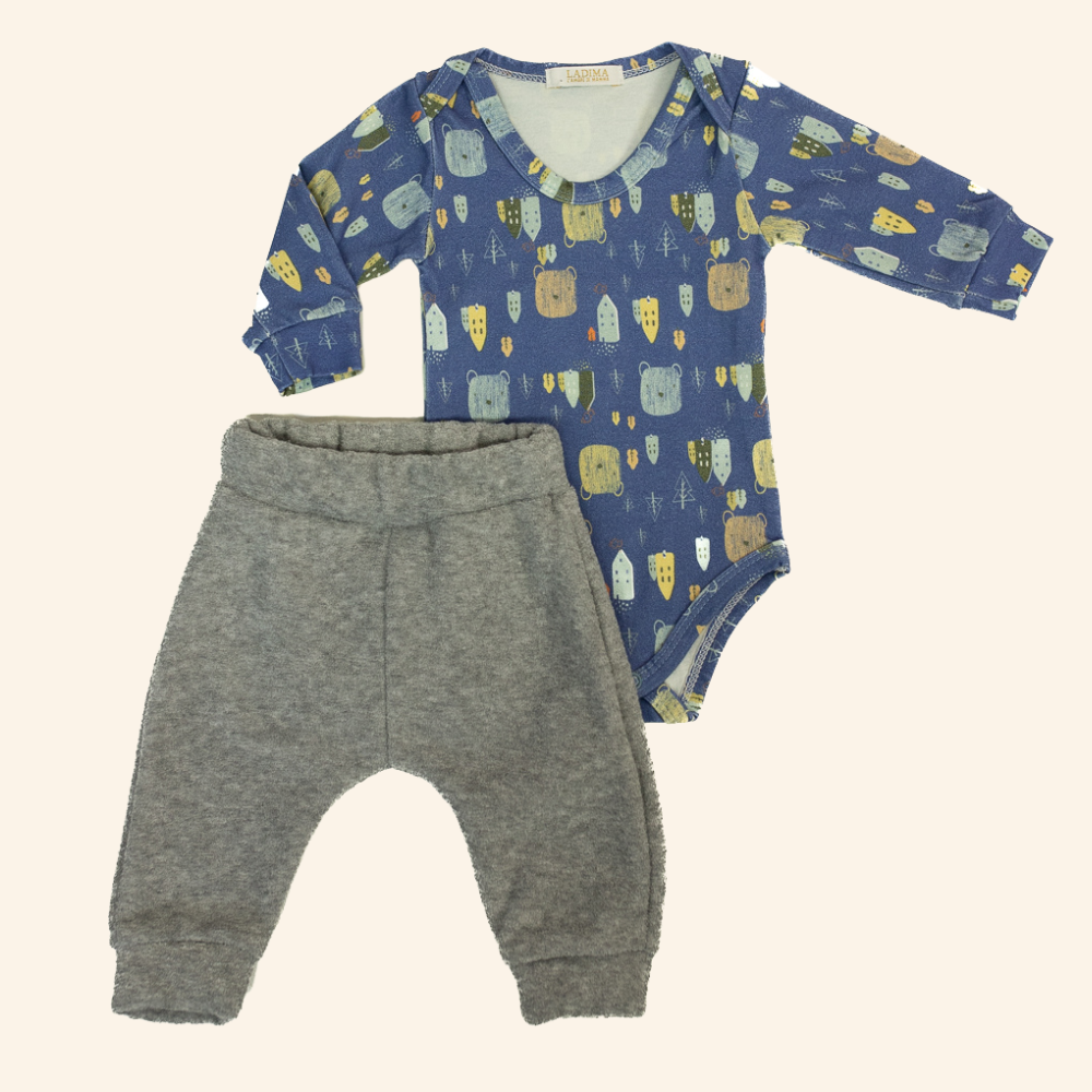 CONJUNTO BEBÊ MENINO BODY E CALÇA ESTAMPA  URSINHOS