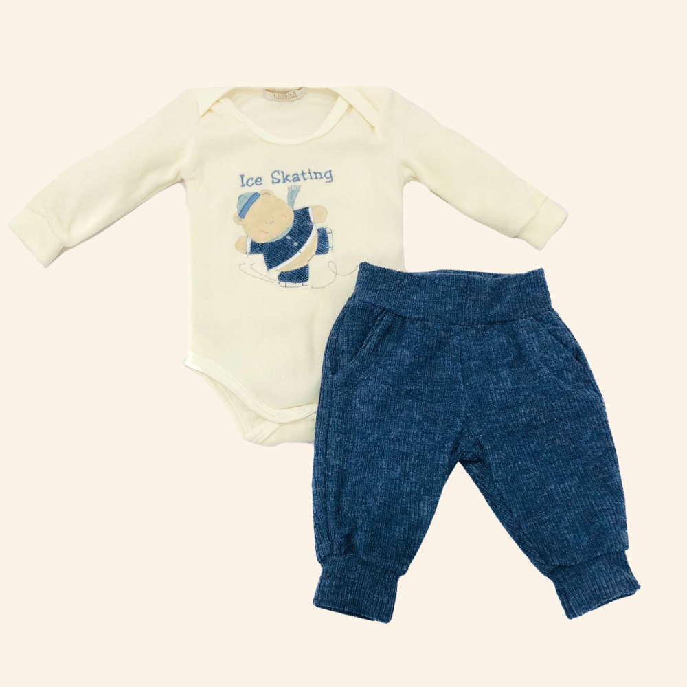 CONJUNTO BEBÊ BODY DE URSINHO PATINADOR E CALÇA SARUEL