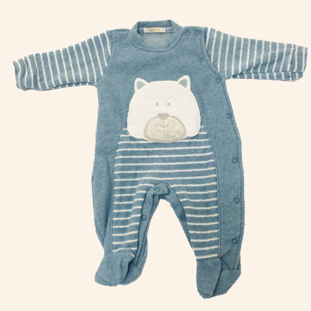 MACACÃO QUENTINHO BEBÊ MENINO BORDADO URSO