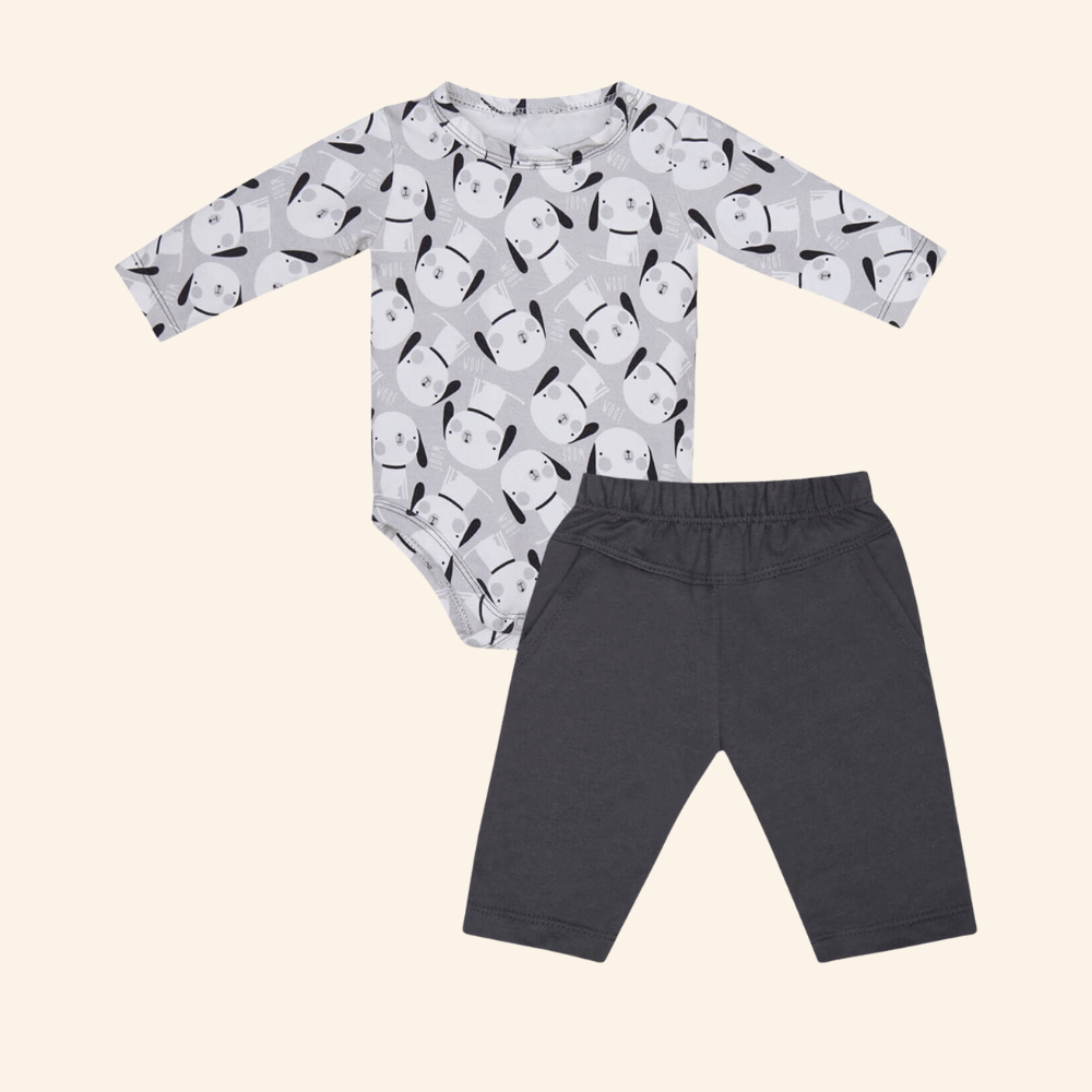 CONJUNTO BEBÊ BODY MANGA LONGA E CALÇA