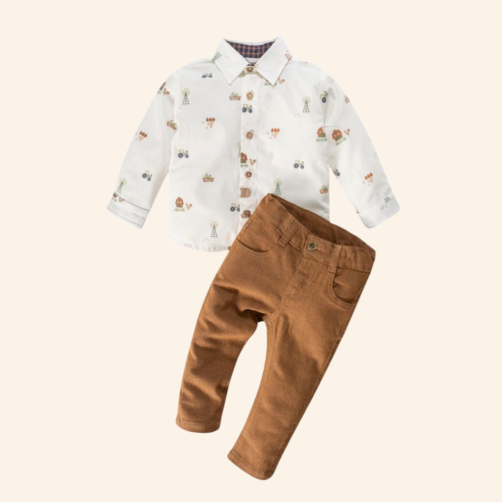CONJUNTO INFANTIL MENINO CAMISA MANGA LONGA E CALÇA SARJA