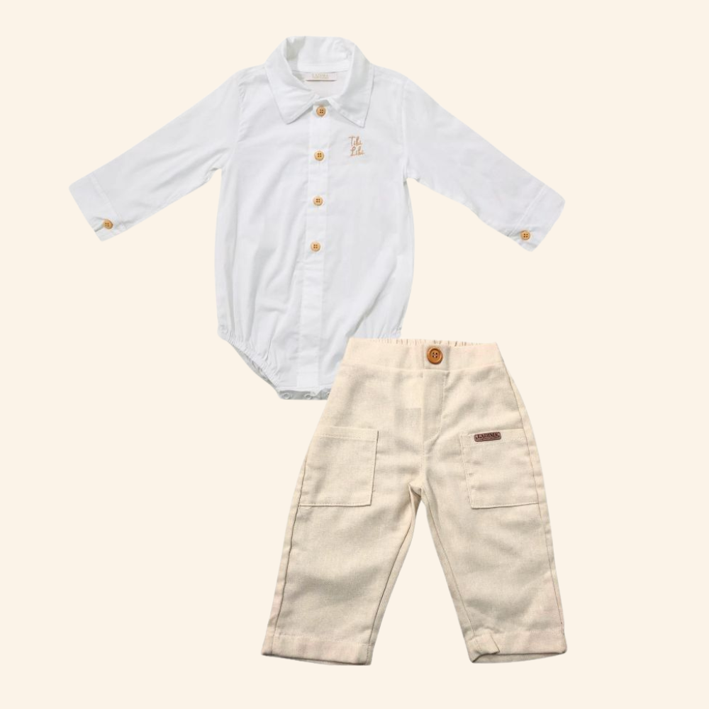 CONJUNTO BEBÊ MENINO BODY CAMISA E CALÇA