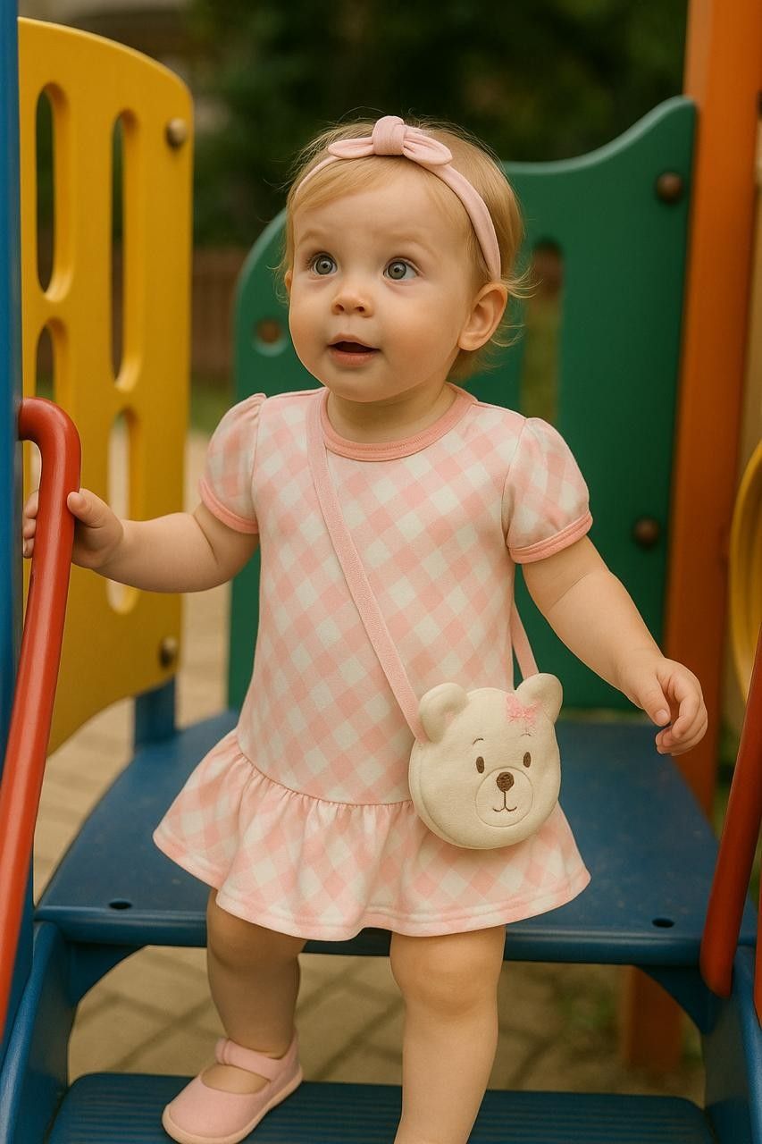 VESTIDO INFANTIL COM BOLSINHA DE URSO