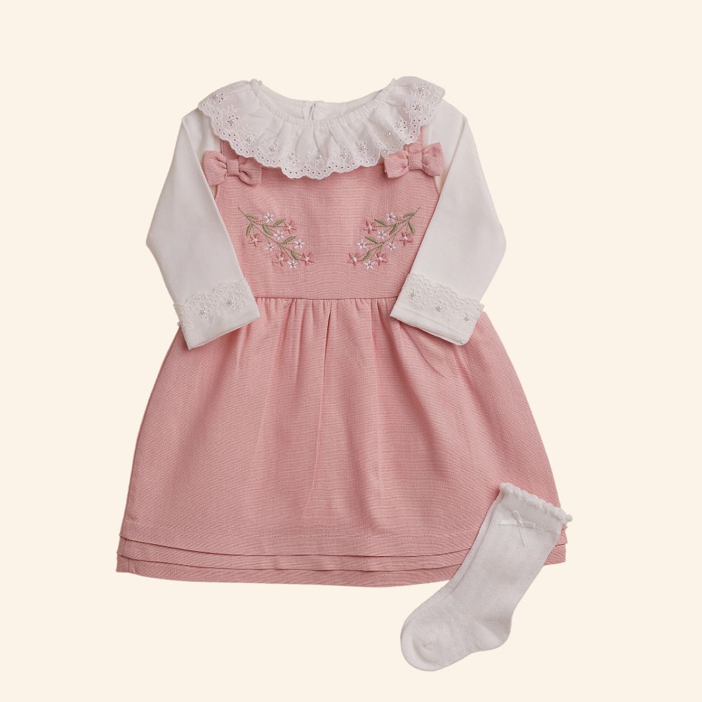 CONJUNTO BEBÊ MENINA SALOPETE E BODY MANGA LONGA 