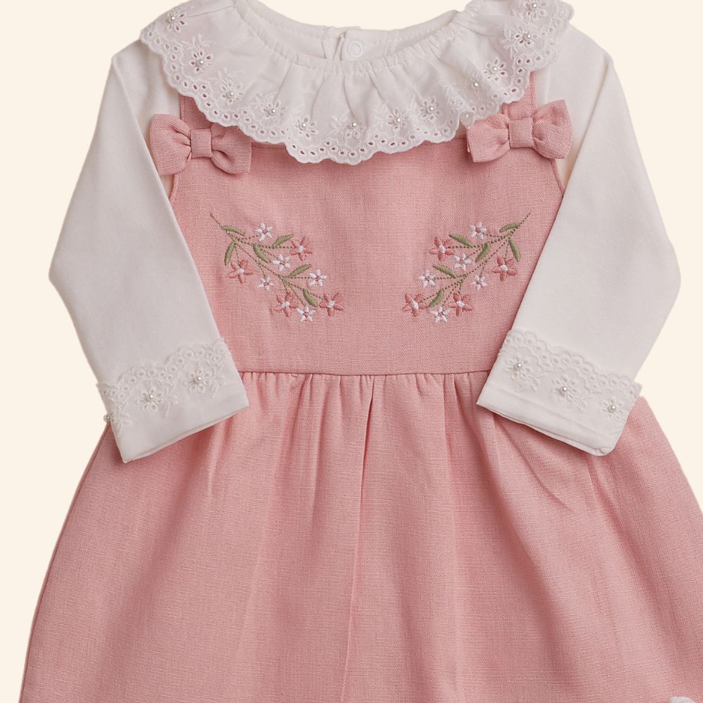 CONJUNTO BEBÊ MENINA SALOPETE E BODY MANGA LONGA 