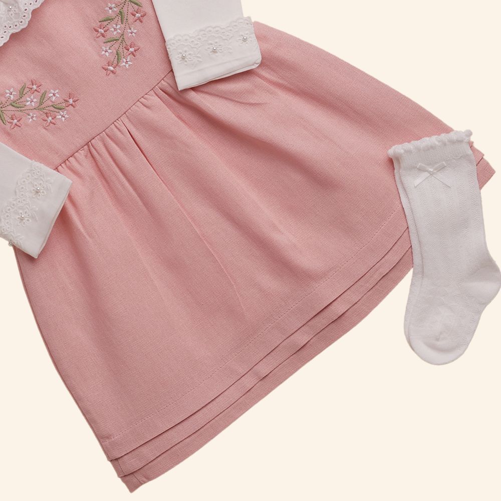 CONJUNTO BEBÊ MENINA SALOPETE E BODY MANGA LONGA 