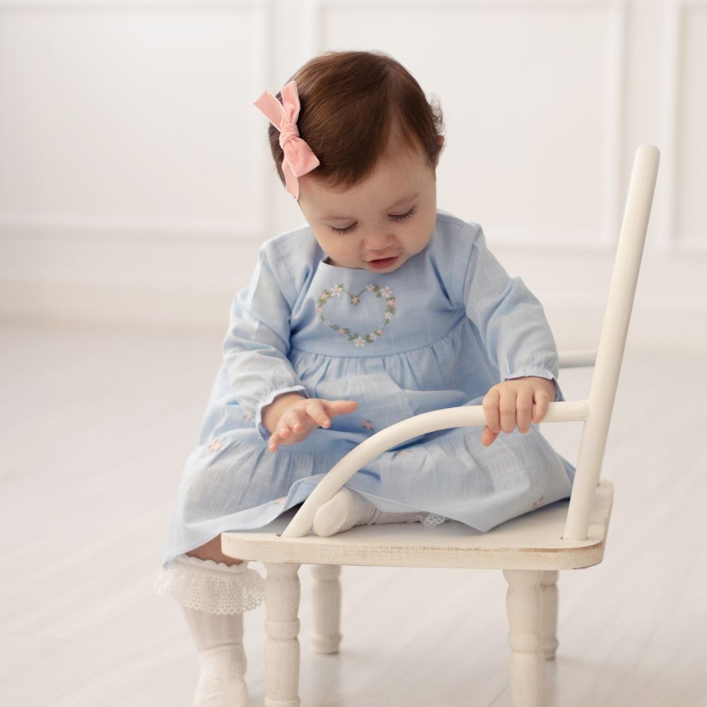VESTIDO BEBÊ MENINA MANGA LONGA COM MEIA DE BABADINHO