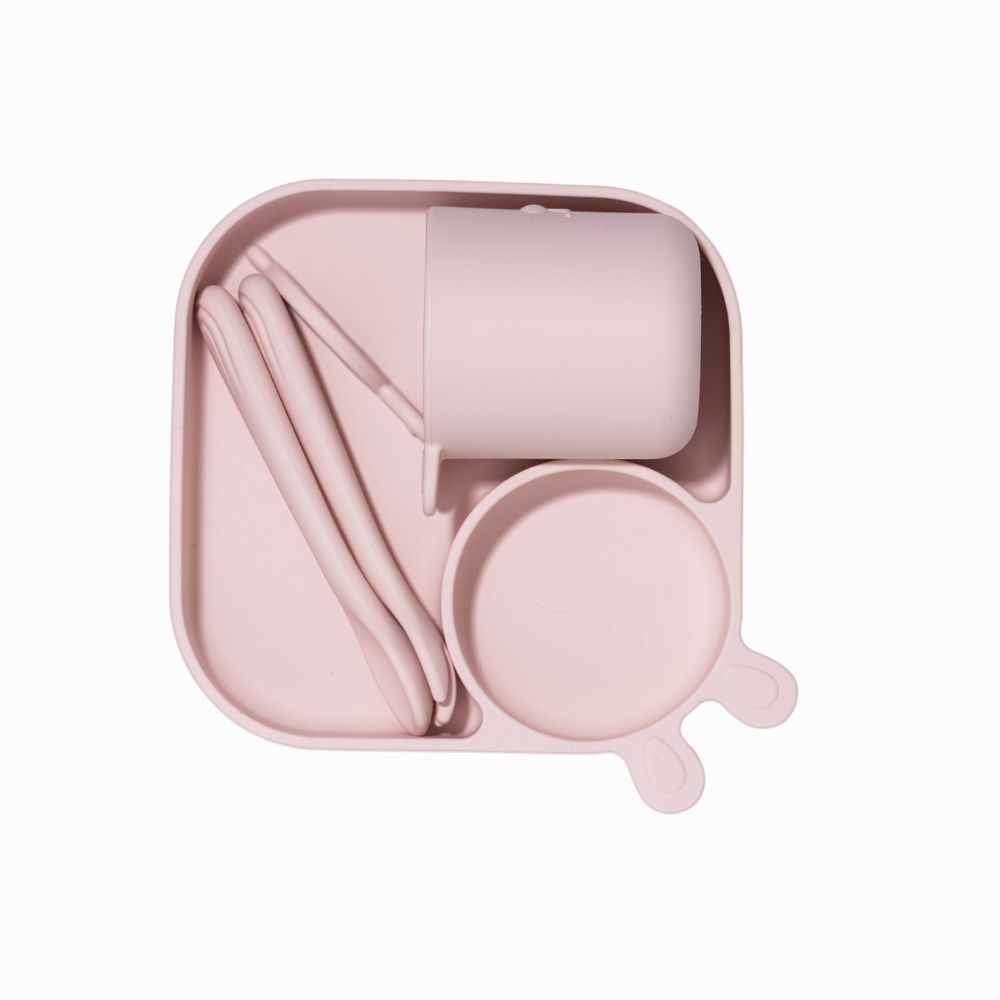 KIT ALIMENTACAO INFANTIL COM 4 PEÇAS DE SILICONE 