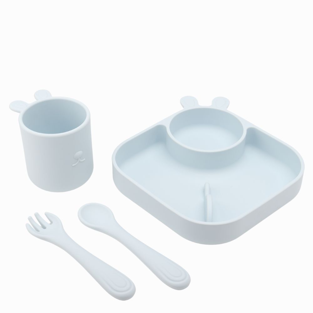 KIT ALIMENTACAO INFANTIL COM 4 PEÇAS DE SILICONE 