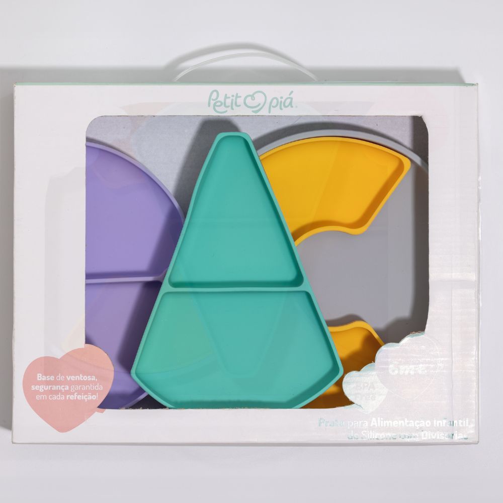 PRATO REFEICAO SILICONE INFANTIL COM DIVISORIAS REMOVIVEIS ABC 