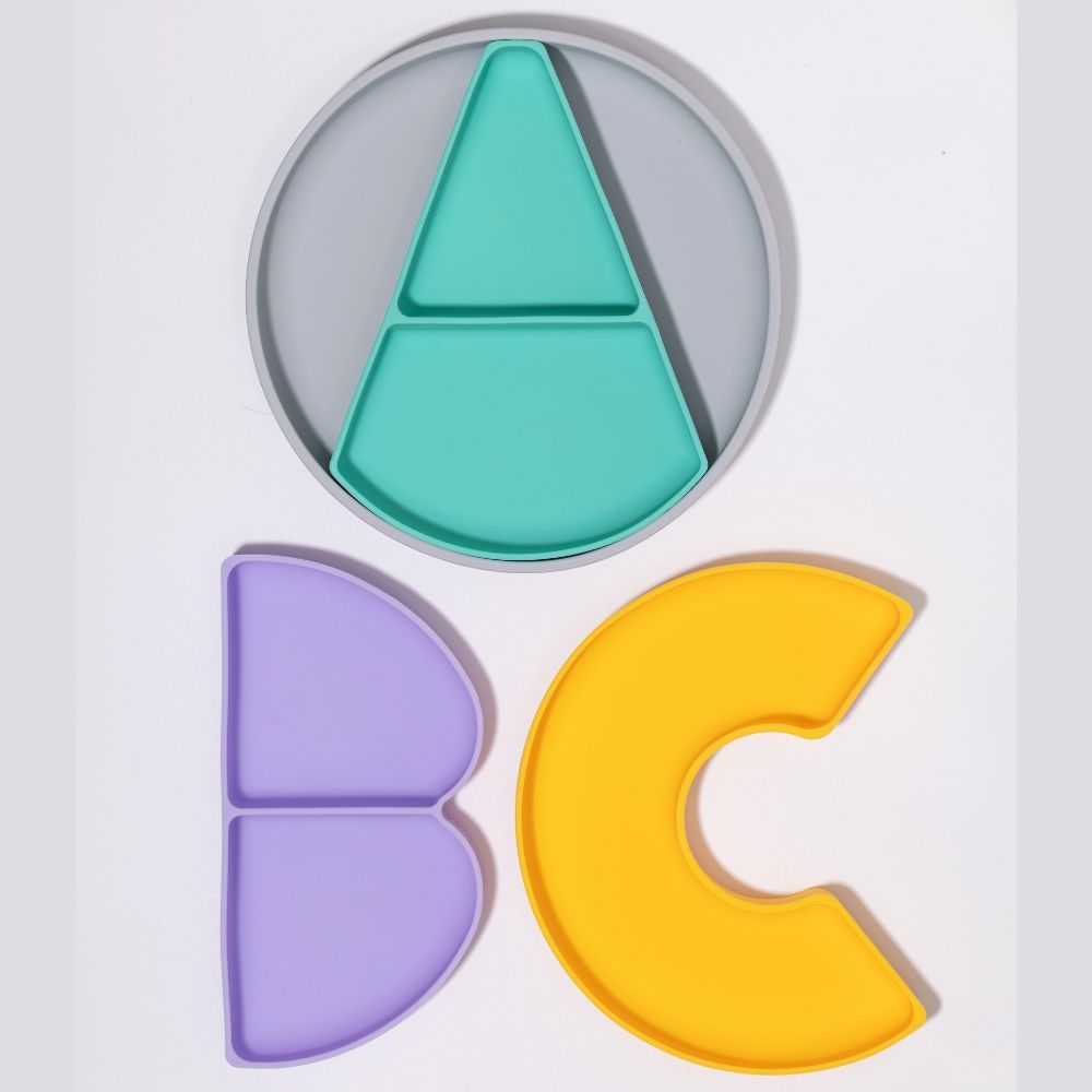 PRATO REFEICAO SILICONE INFANTIL COM DIVISORIAS REMOVIVEIS ABC 