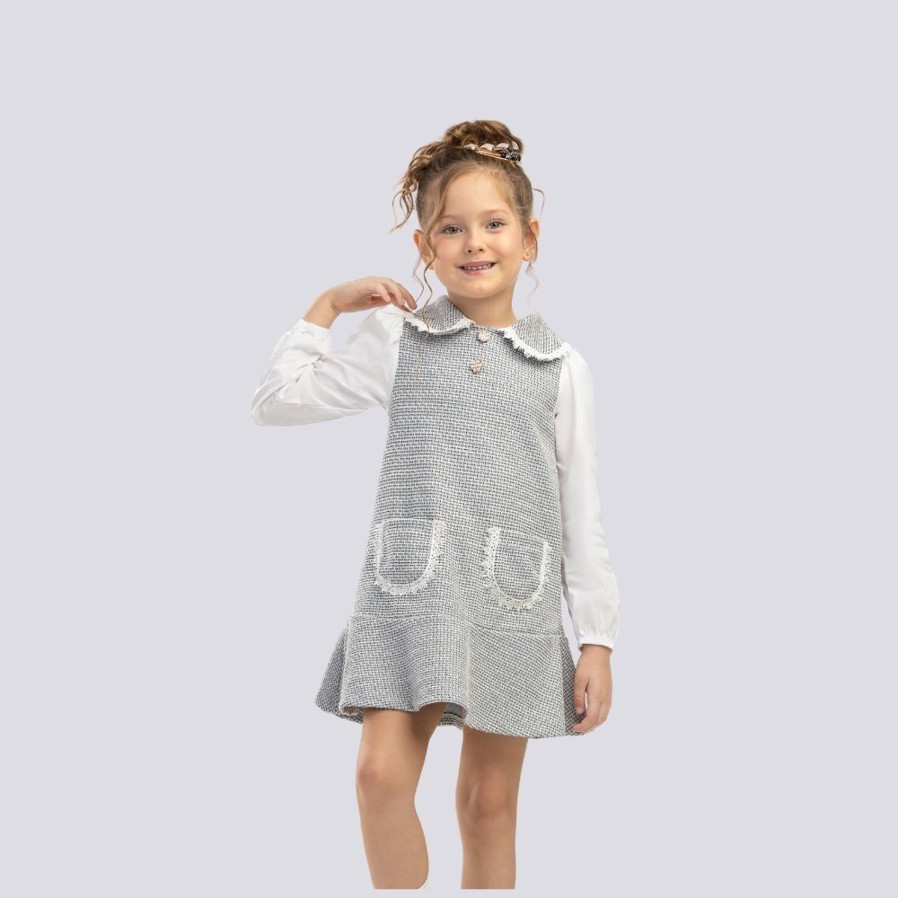 VESTIDO MANGA LONGA INFANTIL EM TWEED 