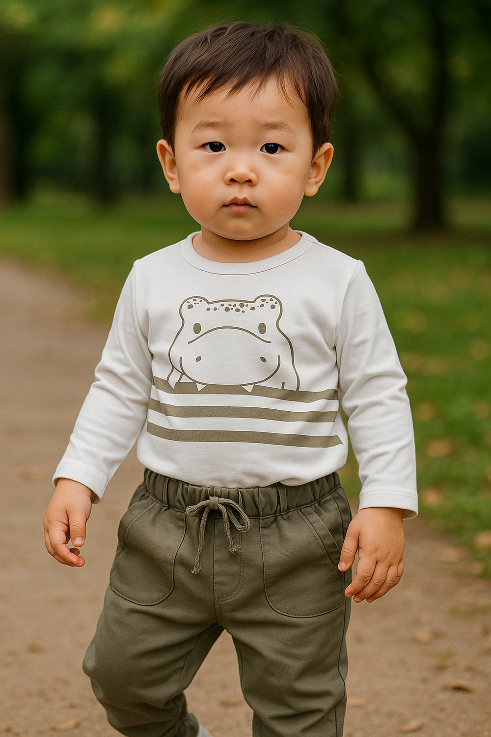CONJUNTO INFANTIL BLUSA ESTAMPADA DINOSSAURO E CALÇA LISA CINZA