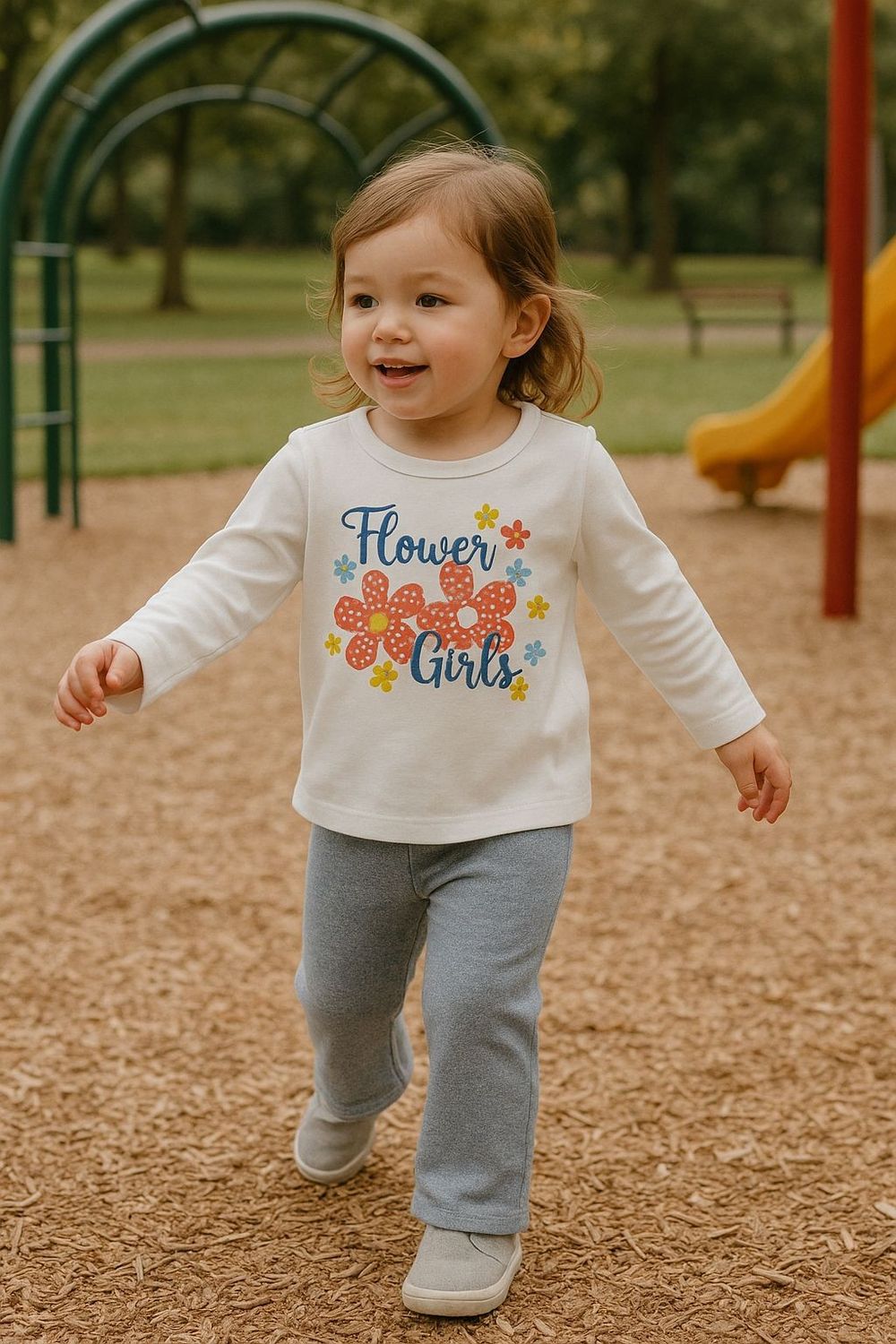 CONJUNTO INFANTIL MENINA COM BLUSA ESTAMPADA FLORES E CALÇA 
