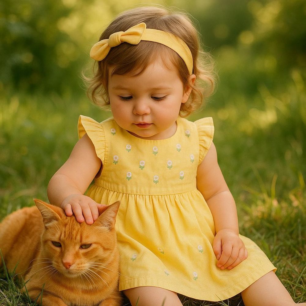 VESTIDO BEBÊ BORDADO FLORES COM CALCINHA