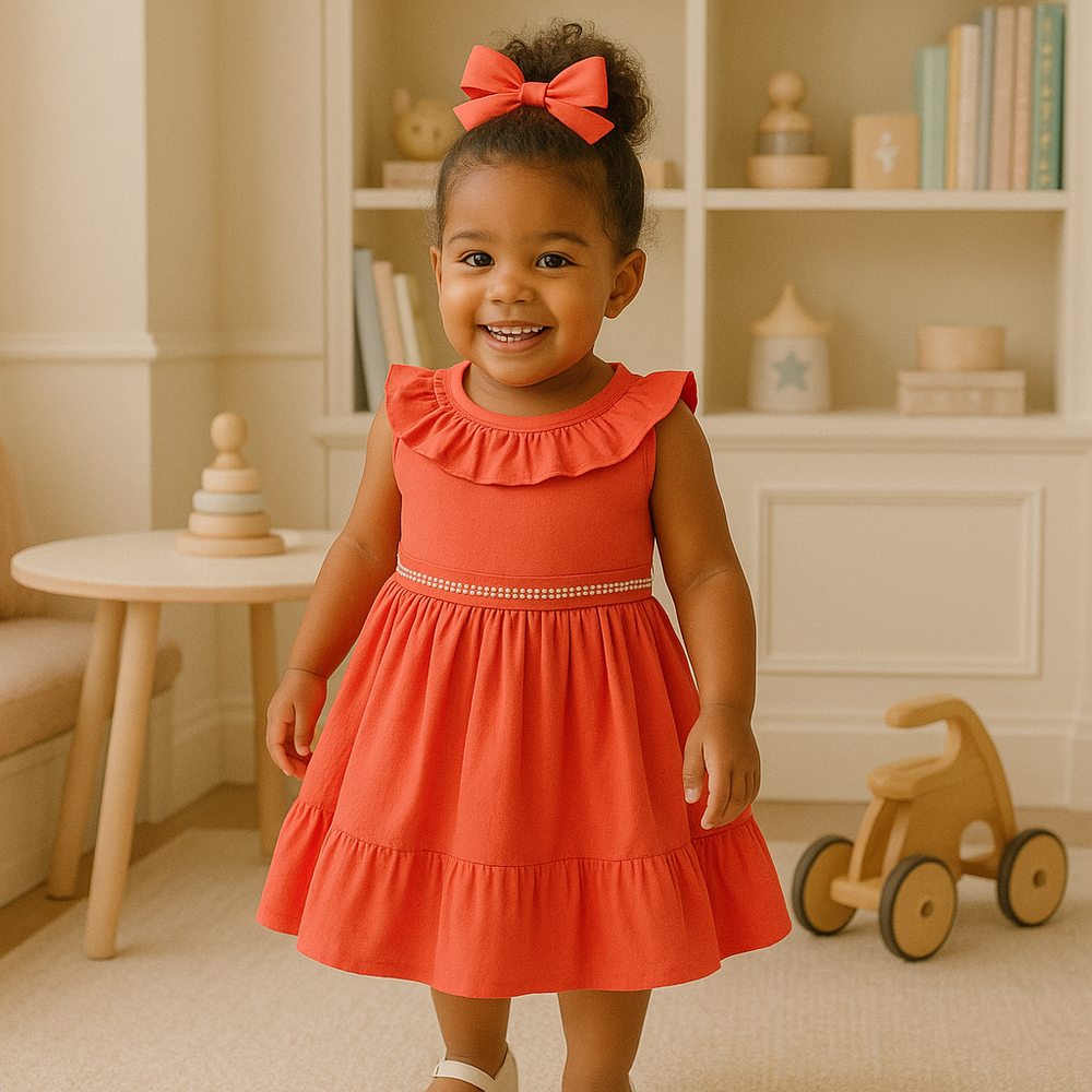 VESTIDO INFANTIL GLAMOUR LARANJA