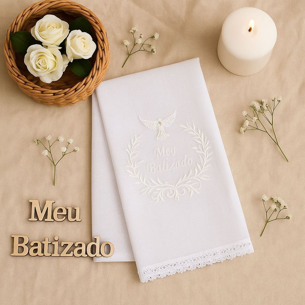 TOALHINHA EM  VOAL PARA BATIZADO BATIZADO