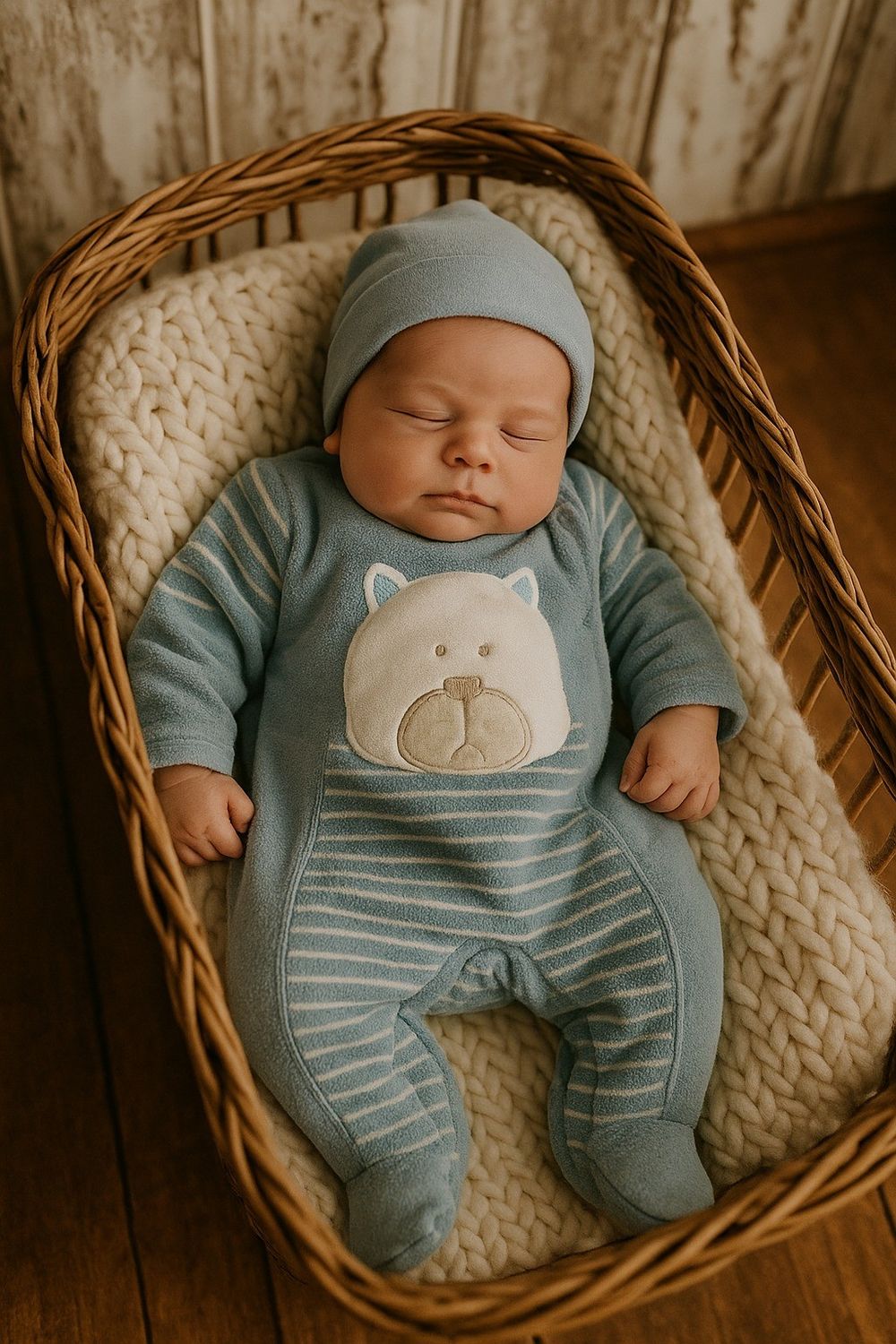 MACACÃO QUENTINHO BEBÊ MENINO BORDADO URSO