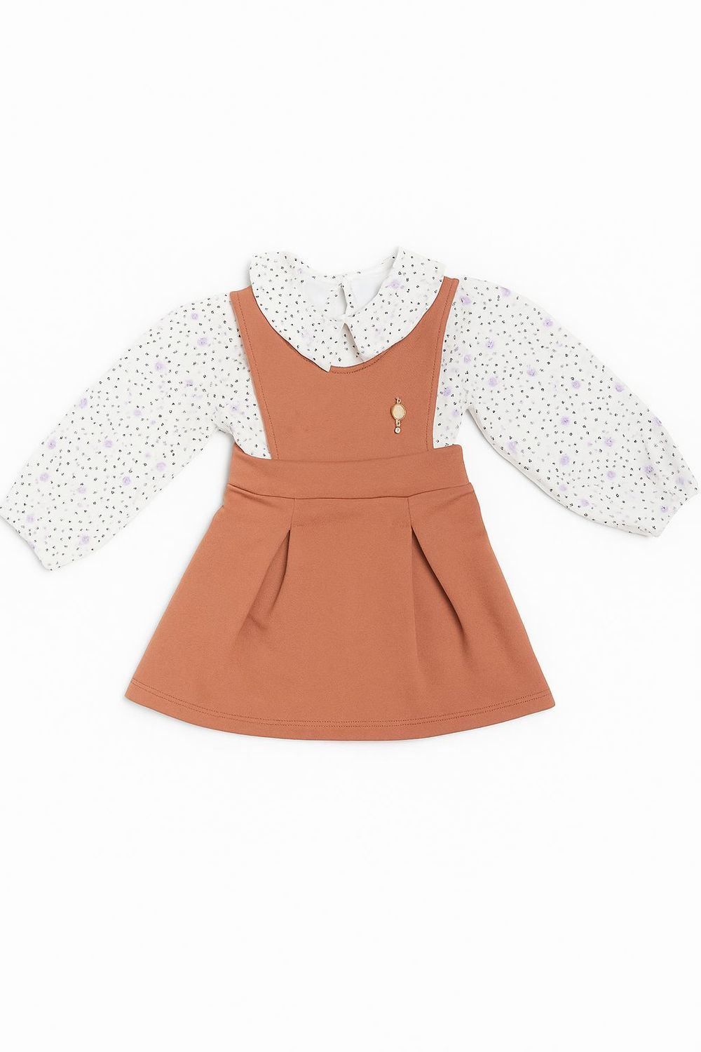 CONJUNTO BEBÊ MENINA BLUSA E SALOPETE EM JACQUARD