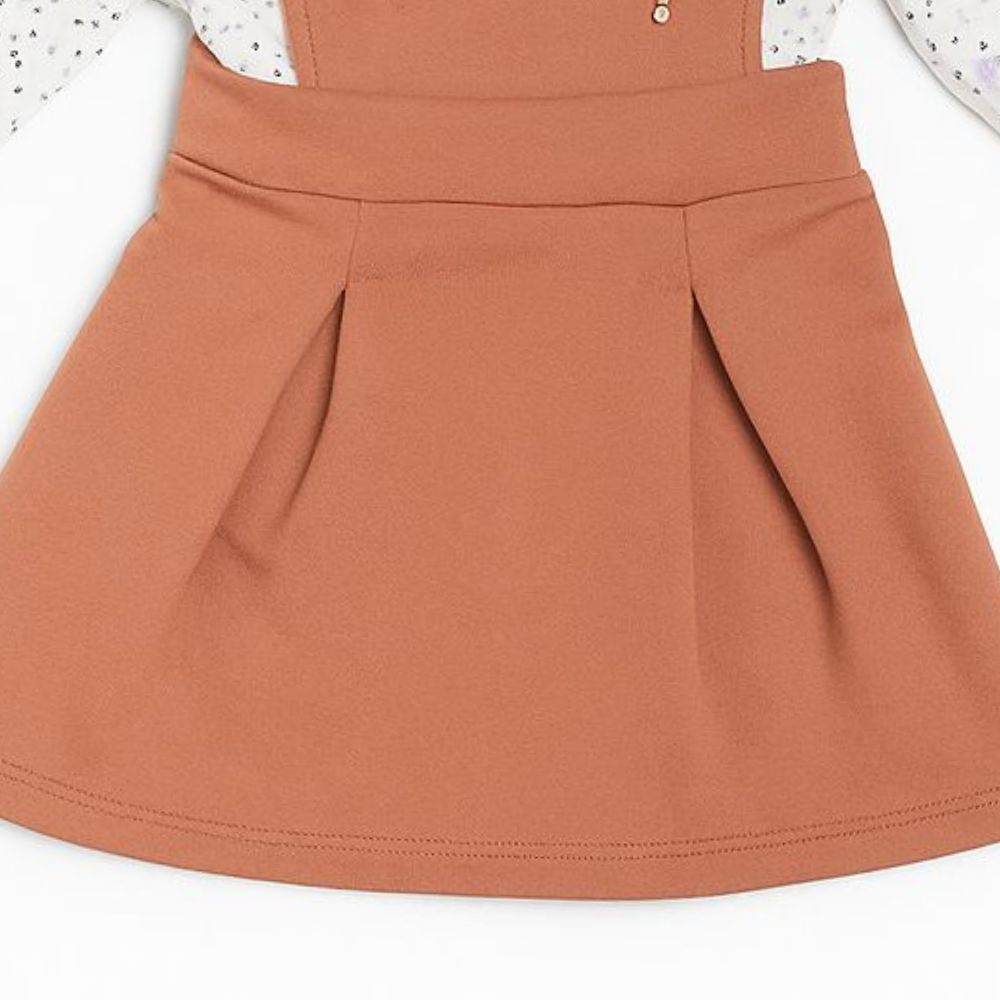 CONJUNTO BEBÊ MENINA BLUSA E SALOPETE EM JACQUARD