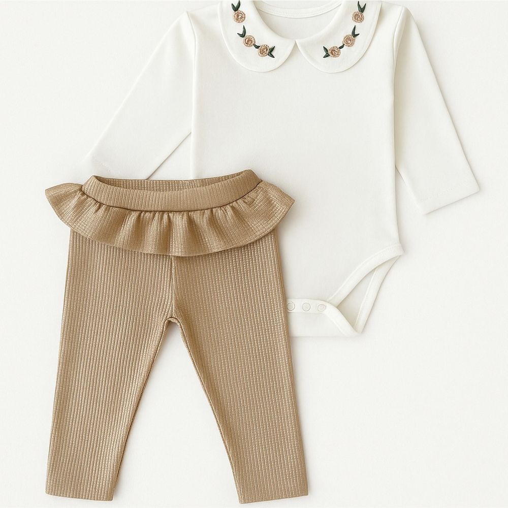 CONJUNTO BEBÊ MENINA BODY E CALÇA EM VELUDO GLOW 