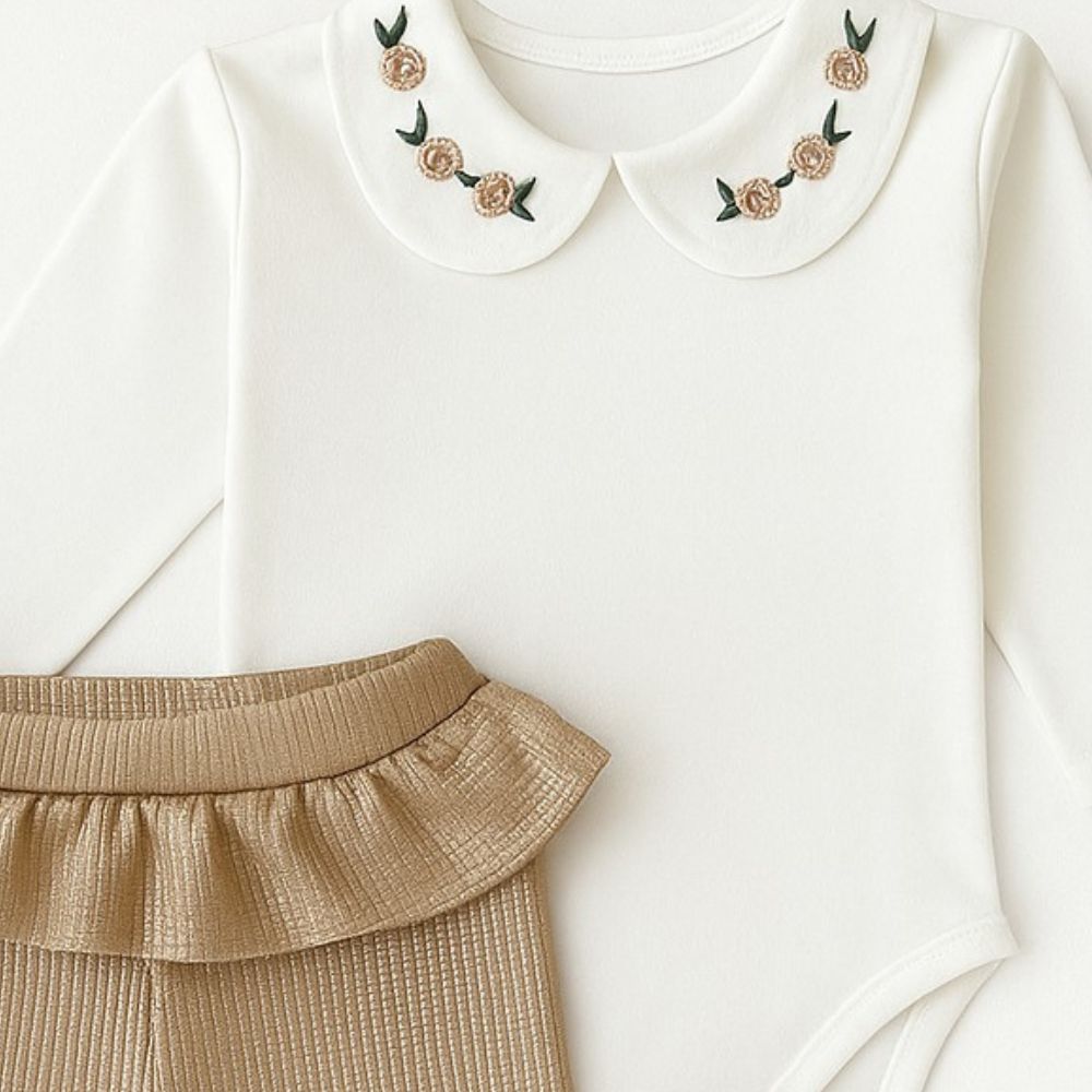 CONJUNTO BEBÊ MENINA BODY E CALÇA EM VELUDO GLOW 
