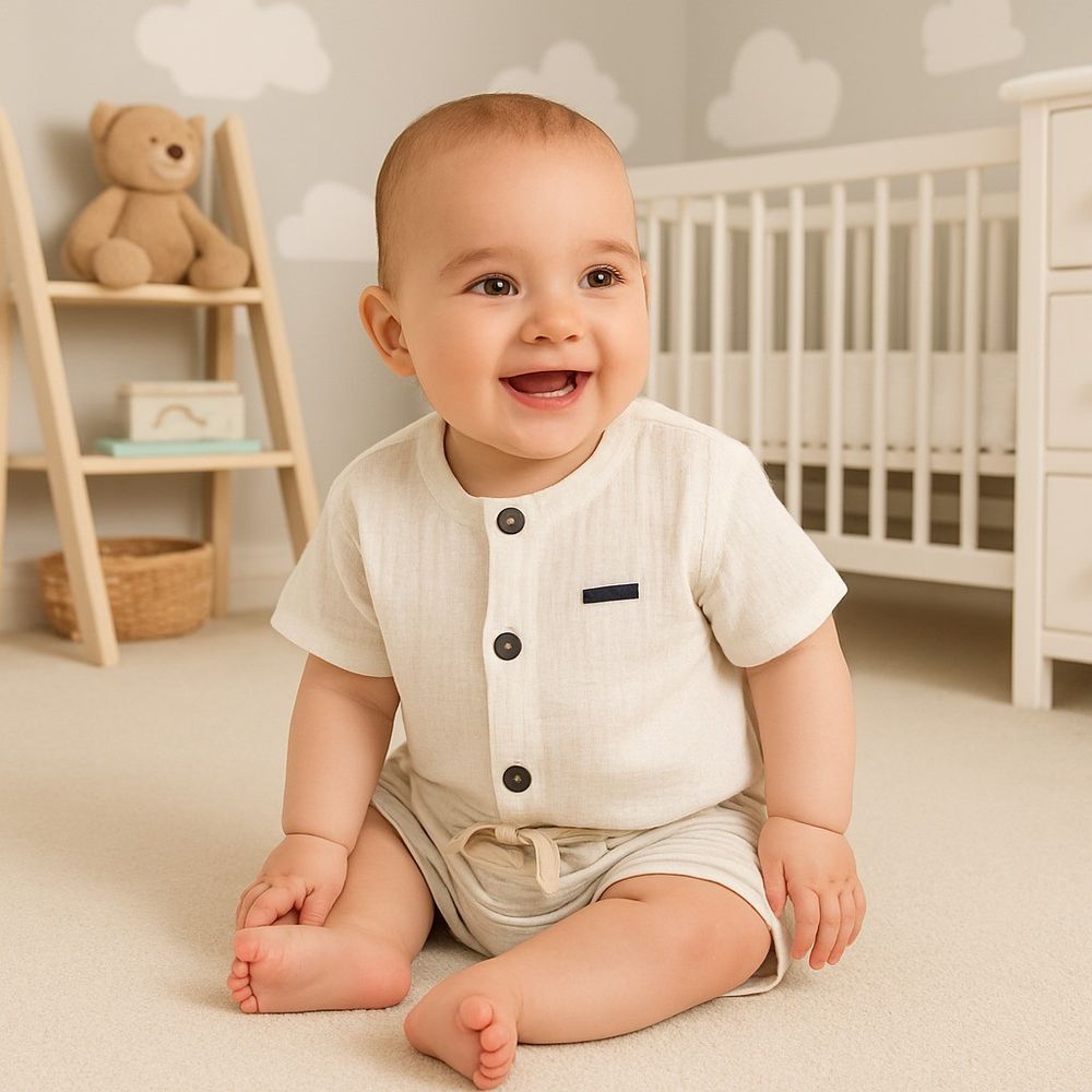 CONJUNTO BEBÊ MENINO CAMISA E BERMUDA LISTRAS