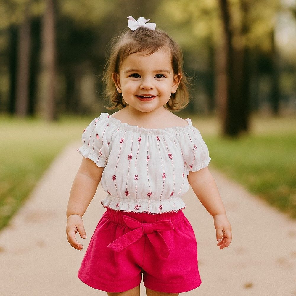 CONJUNTO INFANTIL MENINA BLUSA CIGANINHA E SHORTS
