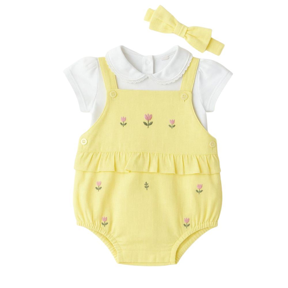 CONJUNTO CURTO ROMPER TULIPAS  BEBÊ MENINA