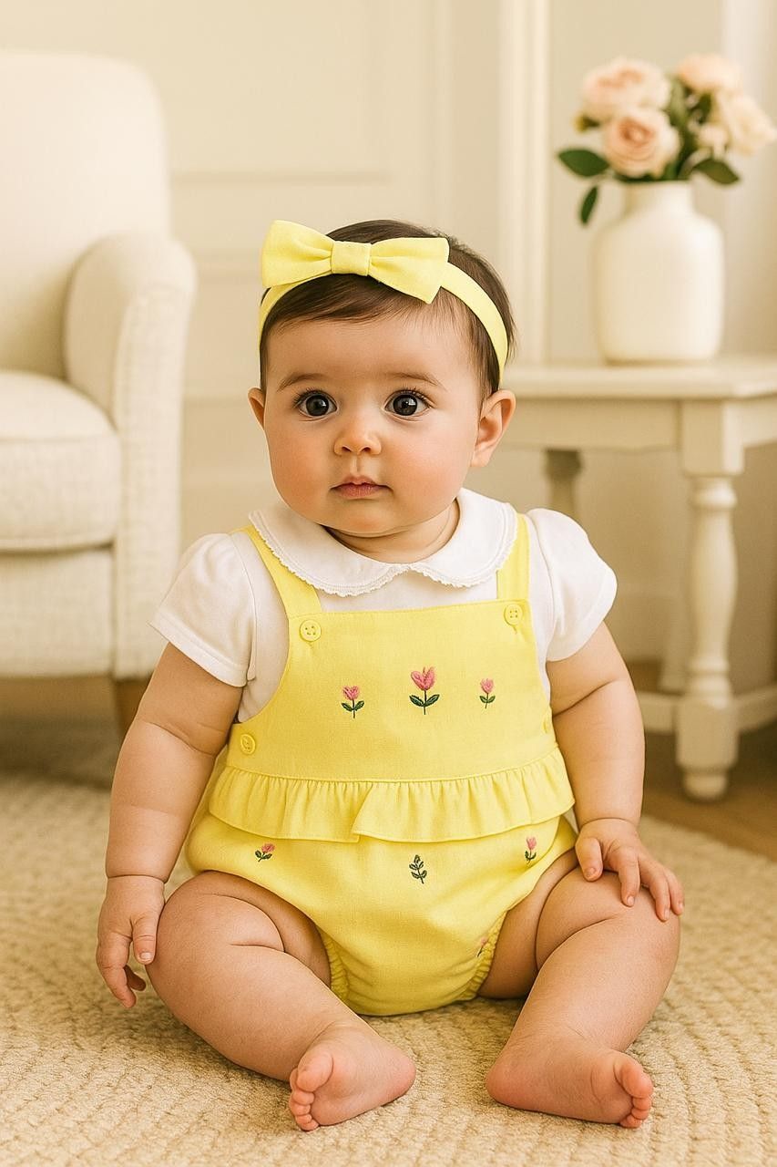 CONJUNTO CURTO ROMPER TULIPAS  BEBÊ MENINA