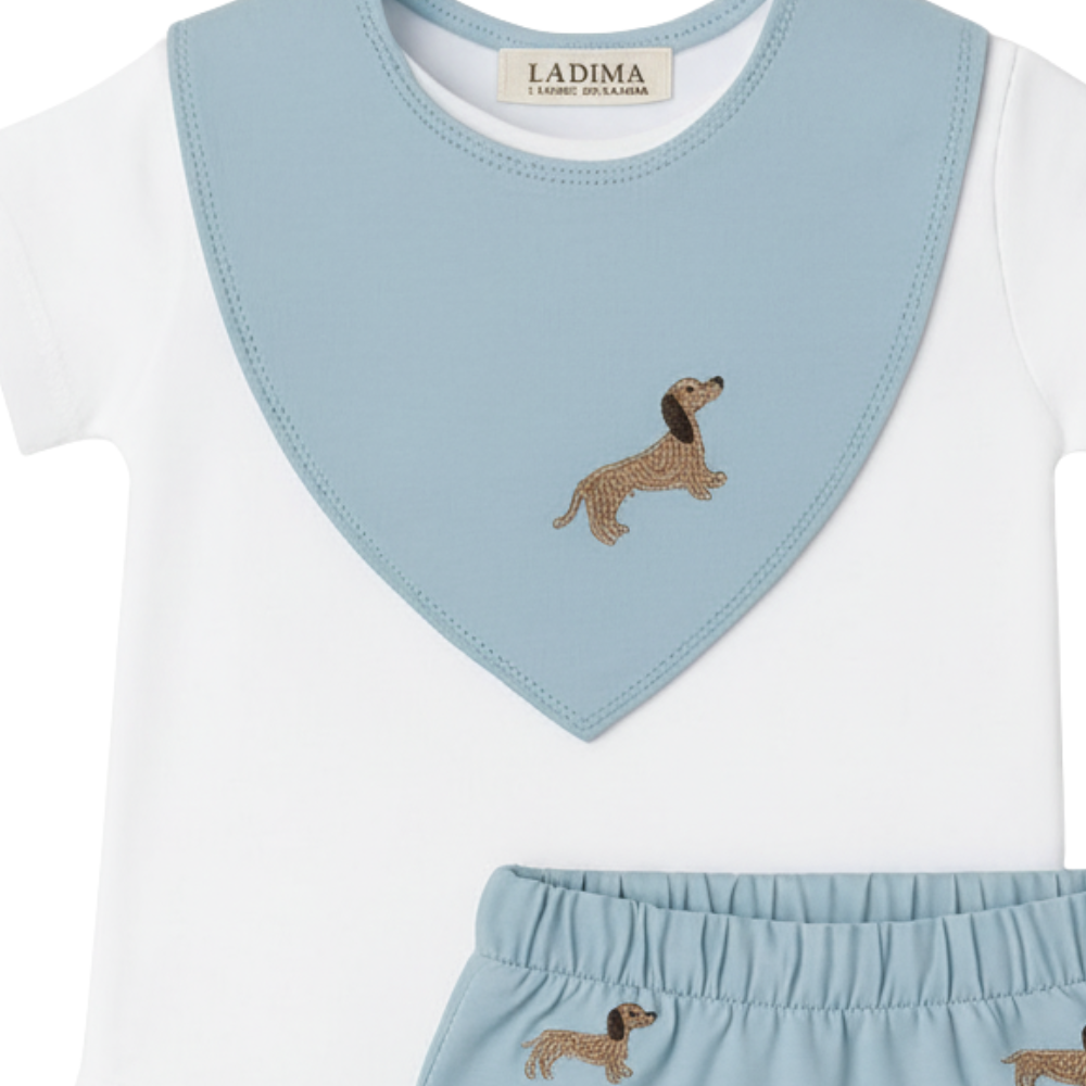 CONJUNTO BEBÊ MENINO 3 PEÇAS CACHORRINHO