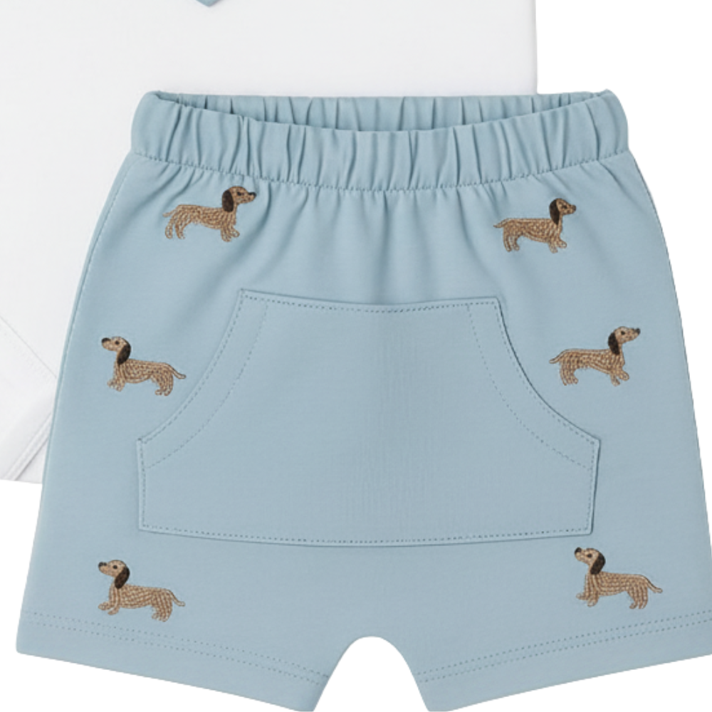 CONJUNTO BEBÊ MENINO 3 PEÇAS CACHORRINHO