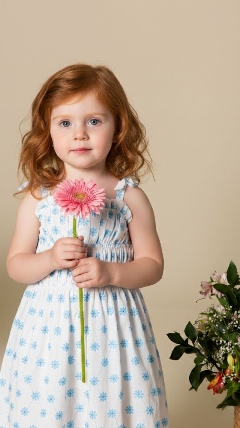 VESTIDO INFANTIL EM LAISE FLORAL AZUL