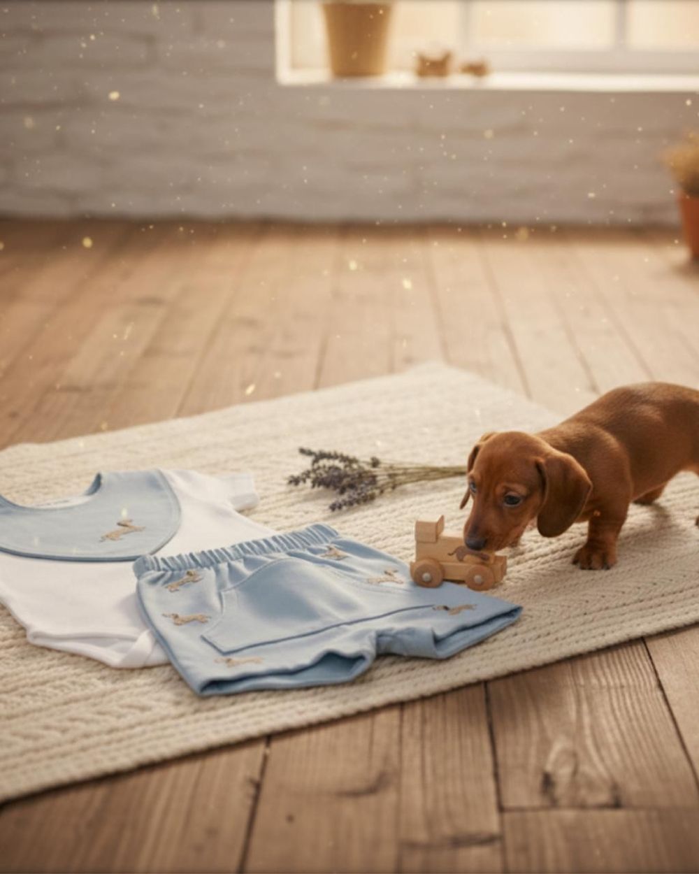 CONJUNTO BEBÊ MENINO 3 PEÇAS CACHORRINHO
