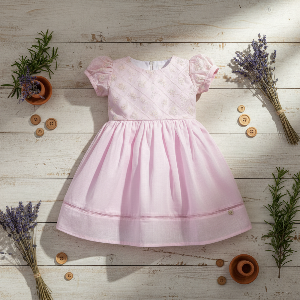 VESTIDO ROSA BORDADO