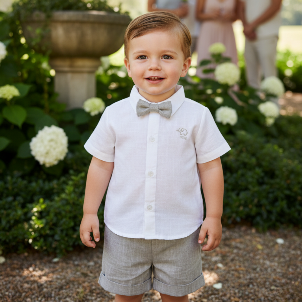 CONJUNTO SOCIAL INFANTIL MENINO COM GRAVATA BORBOLETA