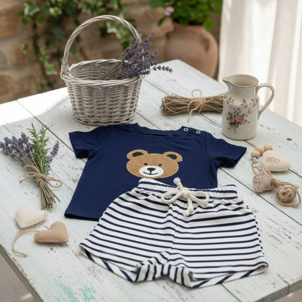 CONJUNTO BEBÊ MENINO URSINHO LISTRADO
