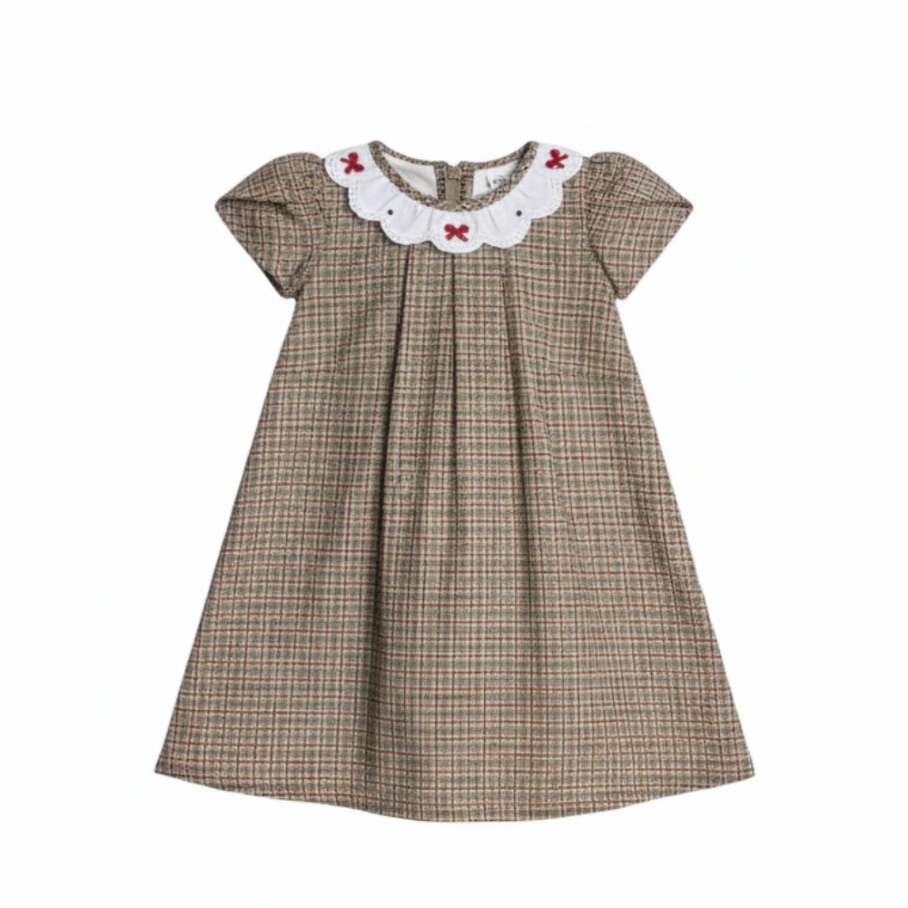 VESTIDO  COM GOLA BORDADA PARA BEBÊ