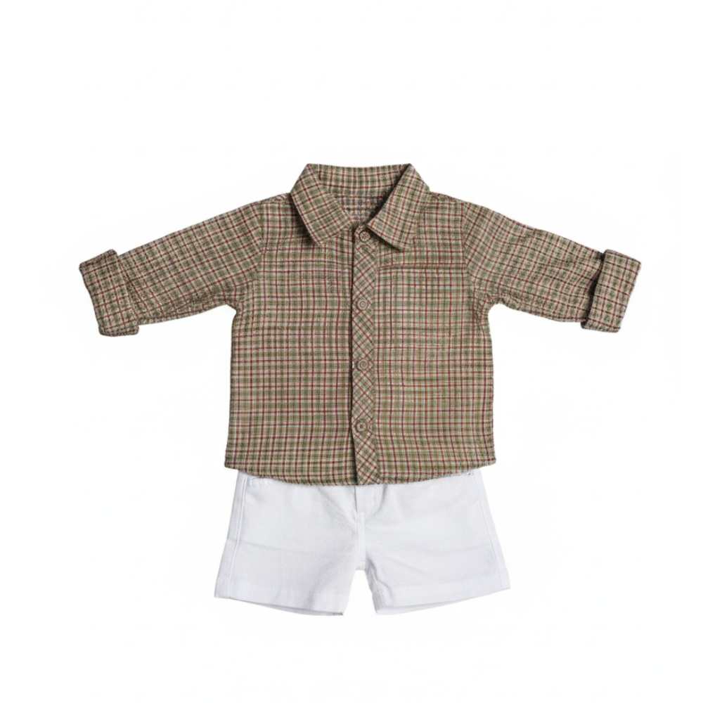 CONJUNTO BEBÊ MENINO  BODY CAMISA E BERMUDA