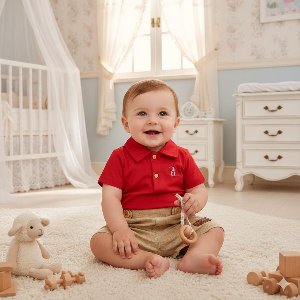 CONJUNTO BEBÊ MENINO BODY CAMISA E BERMUDA