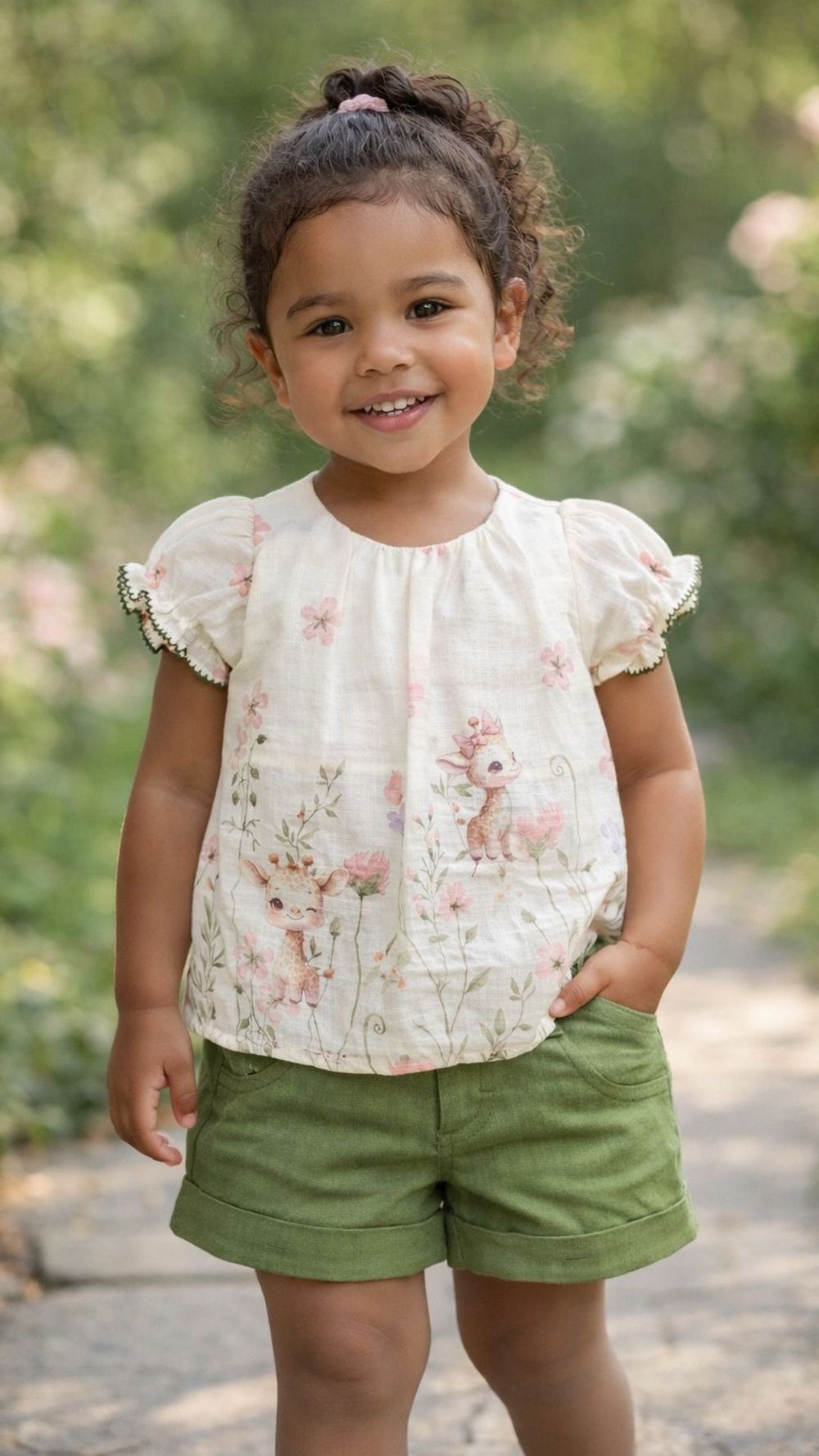 CONJUNTO CURTO INFANTIL MENINA JARDIM ENCANTADO