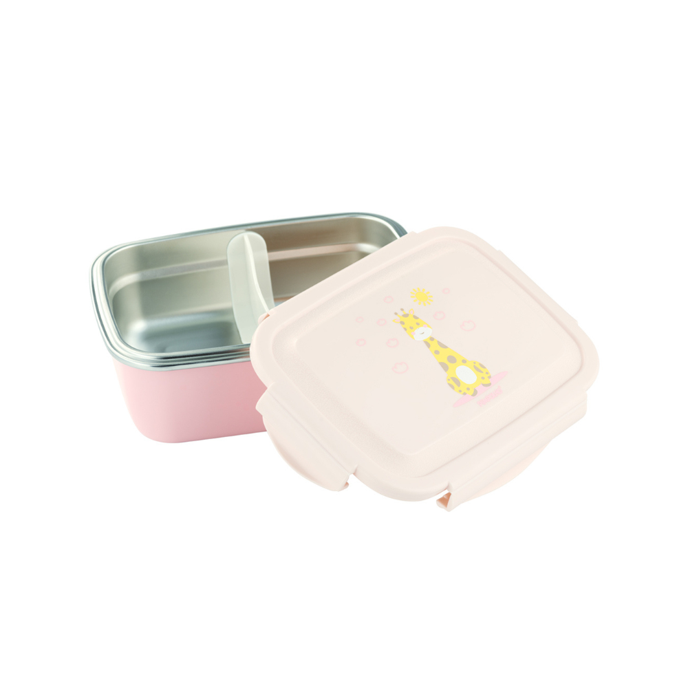 LANCHEIRA BENTO BOX INOX COM DIVISÓRIA LEÃO E GIRAFA