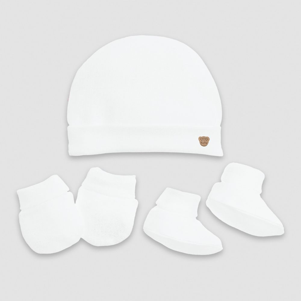 Kit Bebê touca/luva/meia Fio Egípicio 100% Algodão