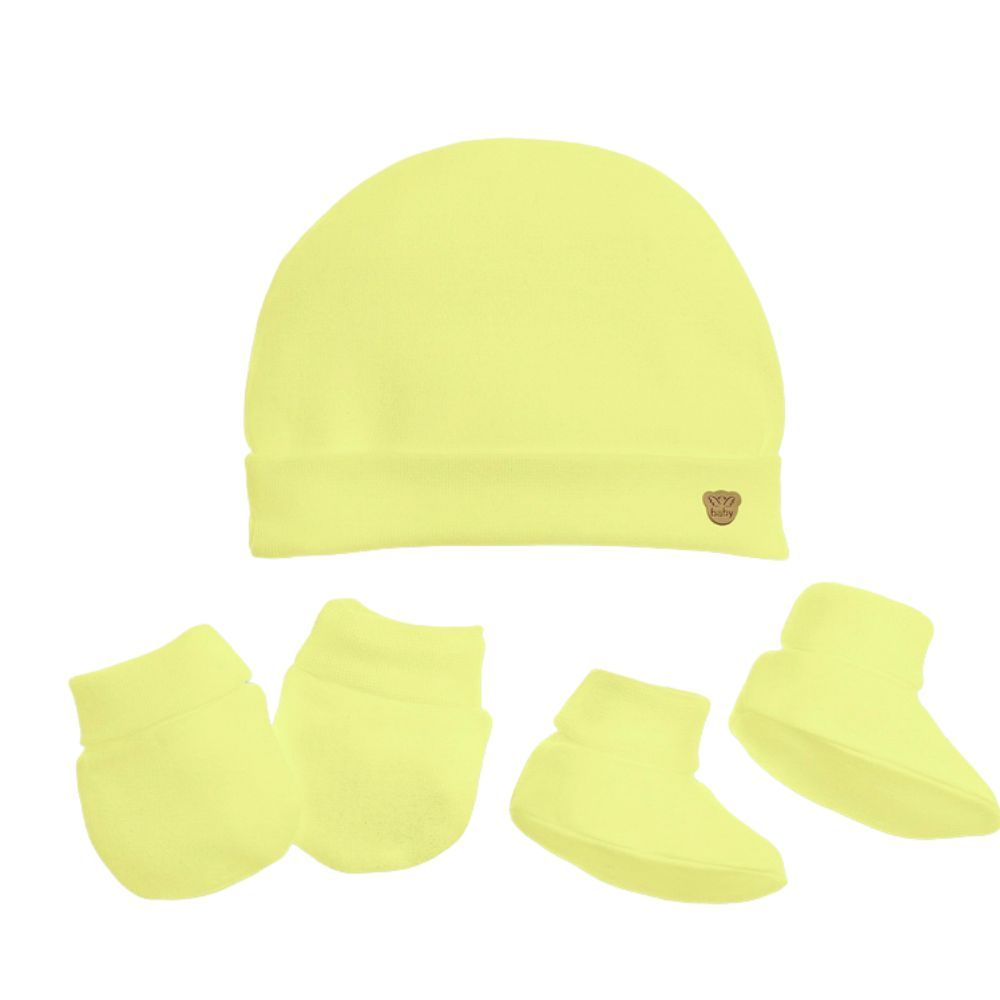 Kit Bebê touca/luva/meia Fio Egípicio 100% Algodão