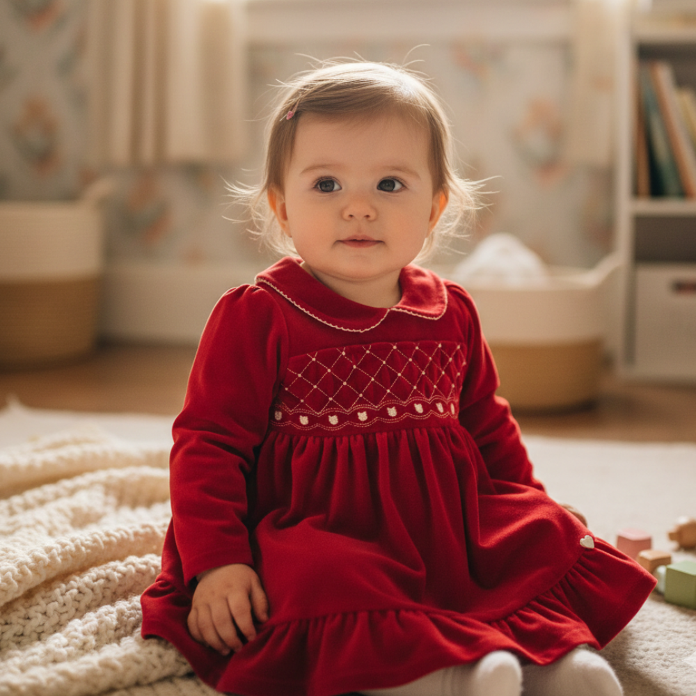 Vestido Bebê Manga Longa Em Plush