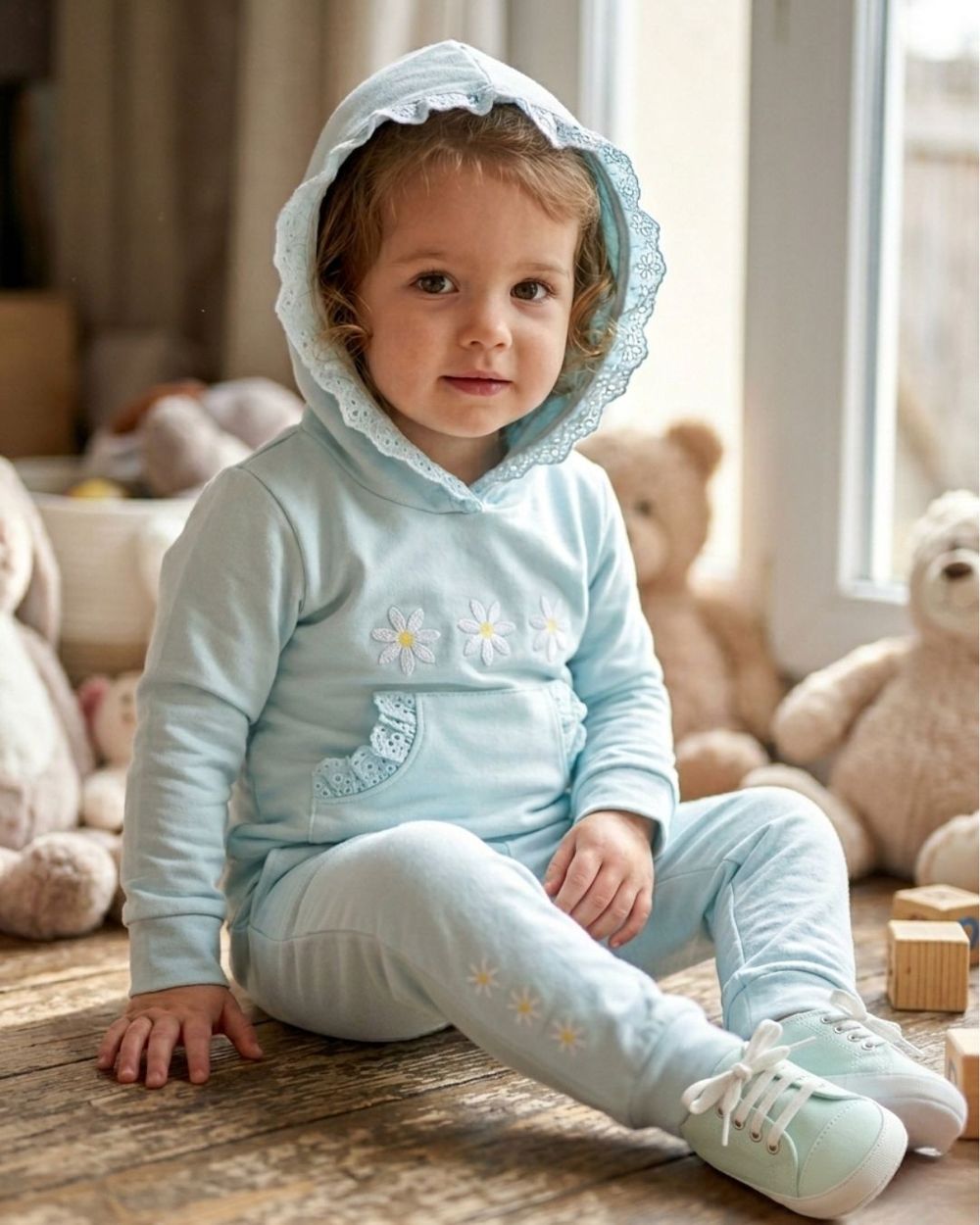 Conjunto Infantil Menina com Blusa de Frio e Calça Florida